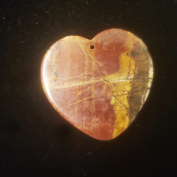 New Hand Carved Picasso Jasper Heart Shaped Pendant. - Picture 1 of 11